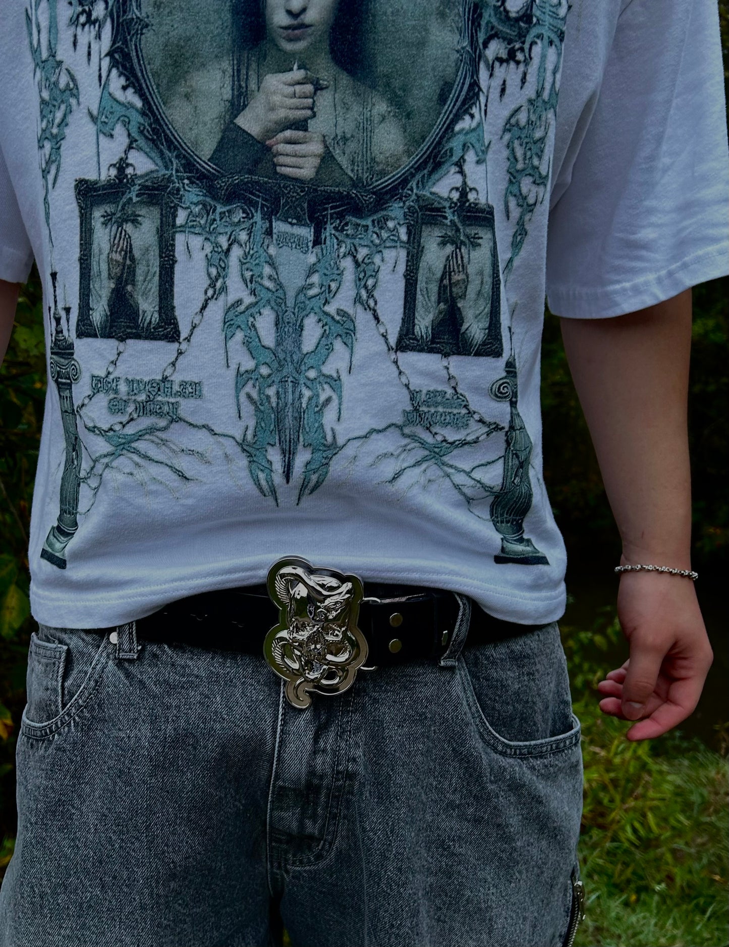 Trxppy Skull Chrome Leather Belt